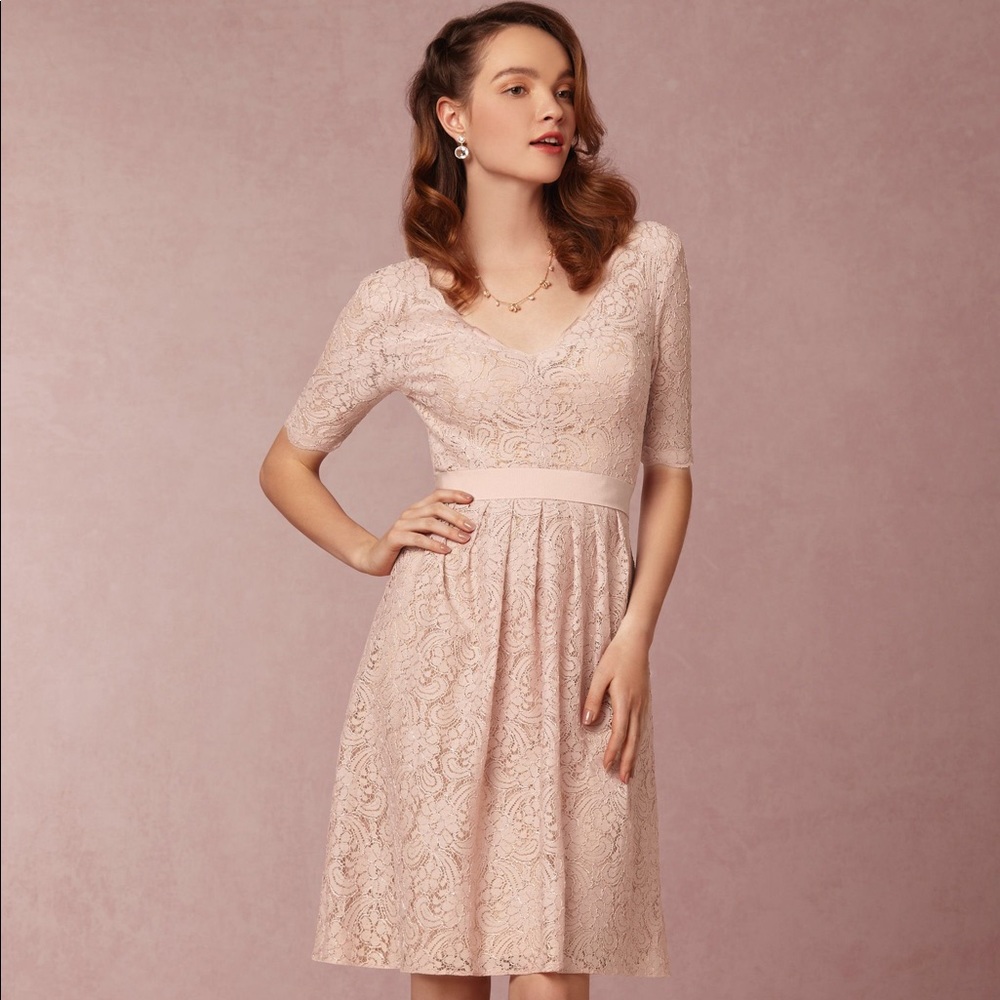 Beautiful BHLDN blush lace Catania dress